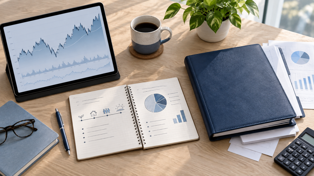 Retirement planning materials comparing market investments with life insurance policy values