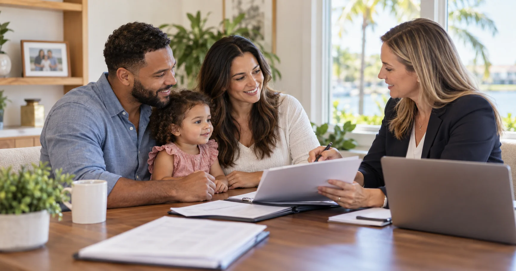 Minor beneficiary family reviewing life insurance planning with a professional