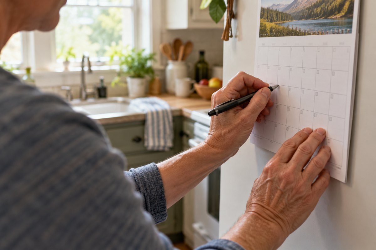 An adult marks a paper calendar, illustrating keeping accurate tobacco-use dates when comparing life insurance for smokers.